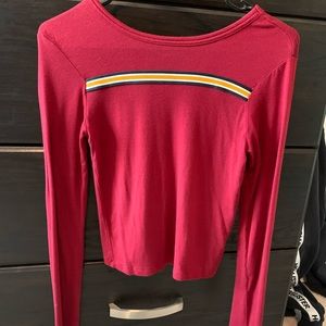 Red long sleeve T-shirt w/ straps on back